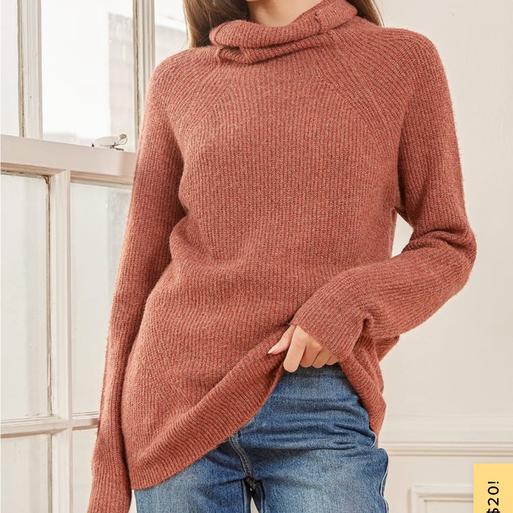 Rust red knit turtle neck sweater